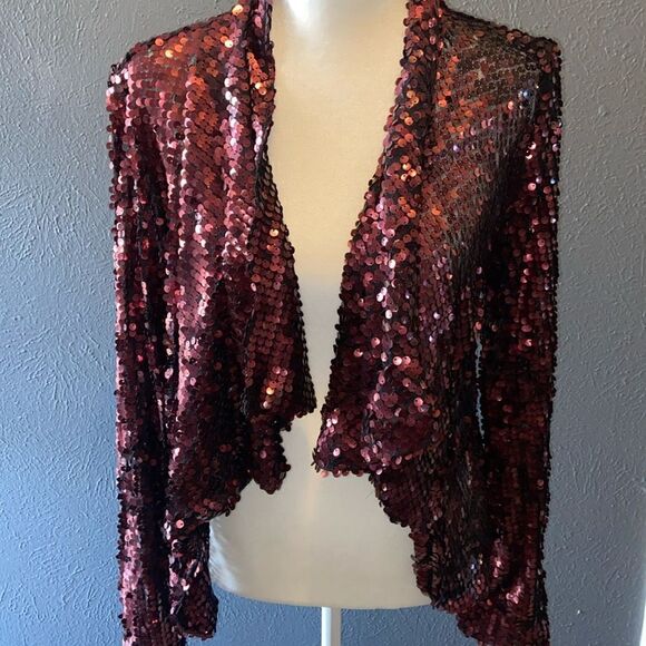 Ladies sequined cropped waterfall jacket size XL Dolce Cabo - Picture 1 of 5